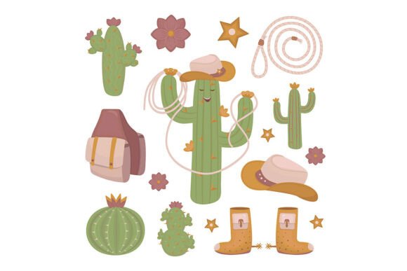 Download Cowboy Doodle Set in Boho Style - Premium Resources