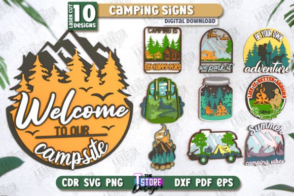 Download Camping Signs Bundle | 3D Camping Scene - Premium Resources