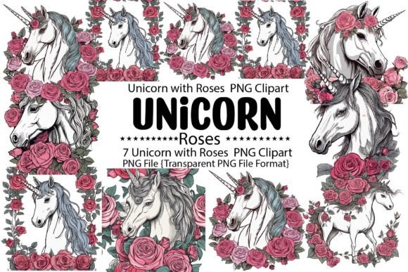 Download Unicorn with Roses PNG Bundle - Premium Resources