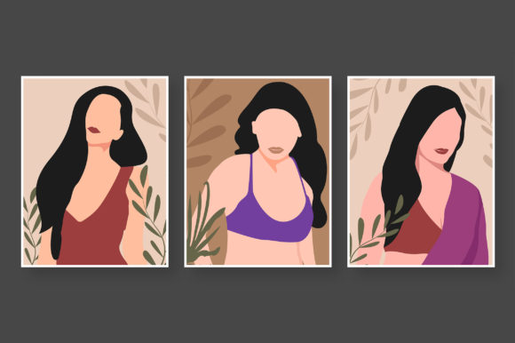 Download Cute Girl Boho Style Illustration Set - Boho style Collection